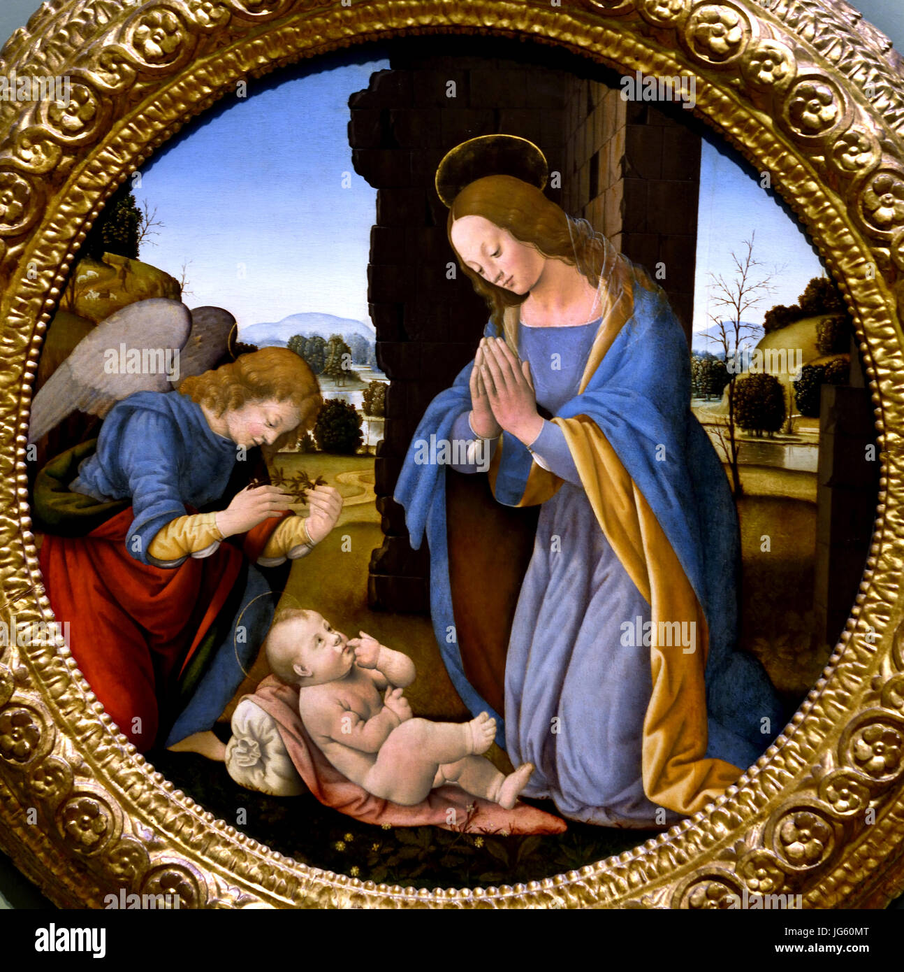 Adoration of the Christ Child 1505 Lorenzo di Credi 1459  -  1537 Florence Italy Italian Stock Photo