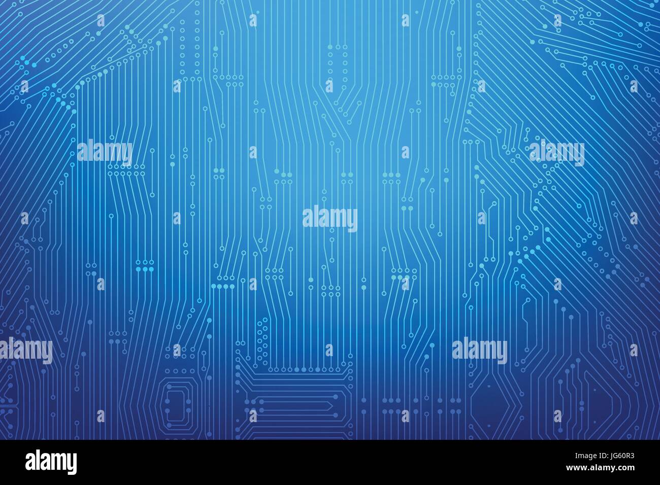 Abstract dark blue background with print circuit board line and dot ...