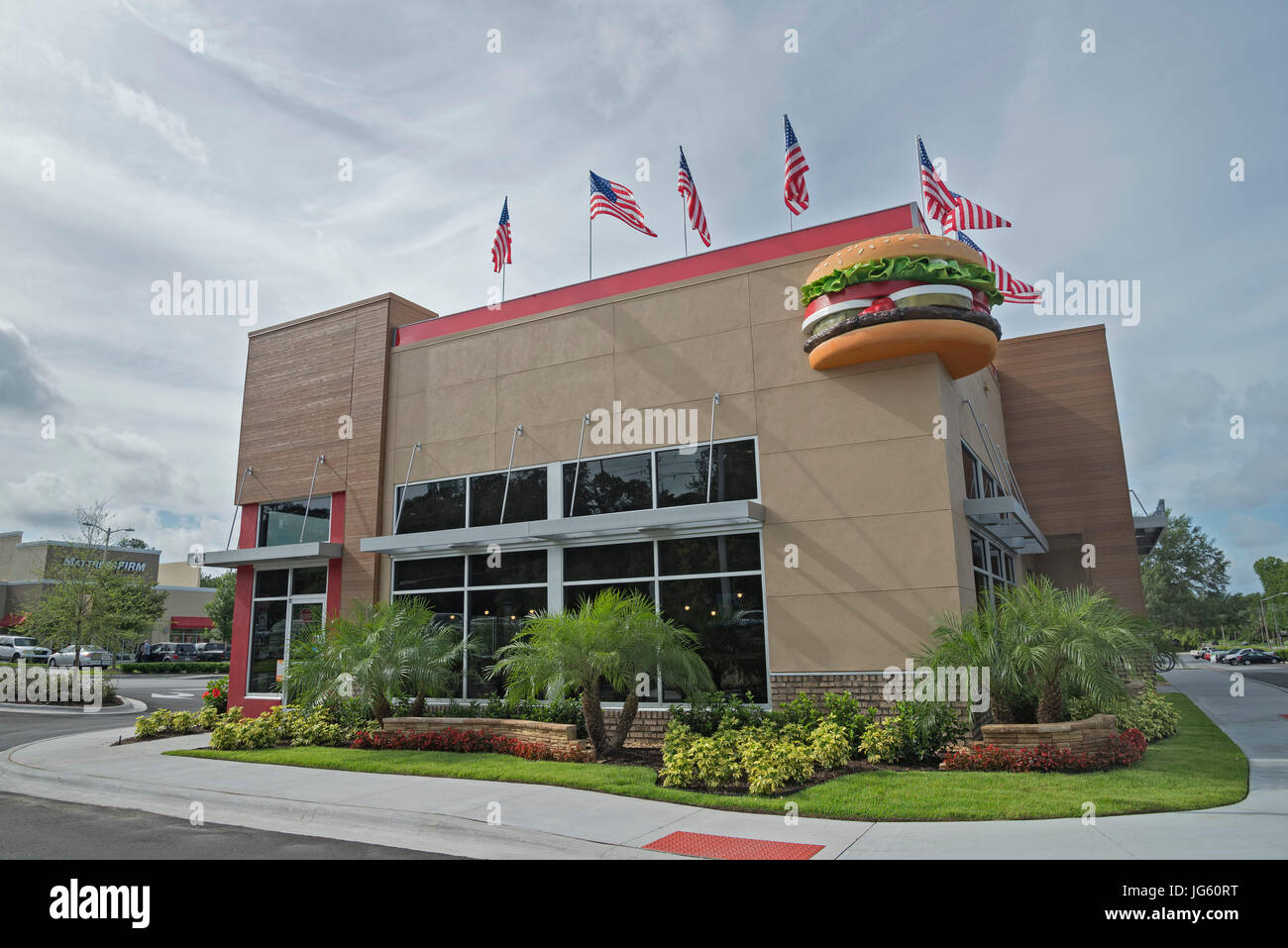 Burger King fast food restaurants has built a brand new restaurant in Gainesville, Florida. Stock Photo