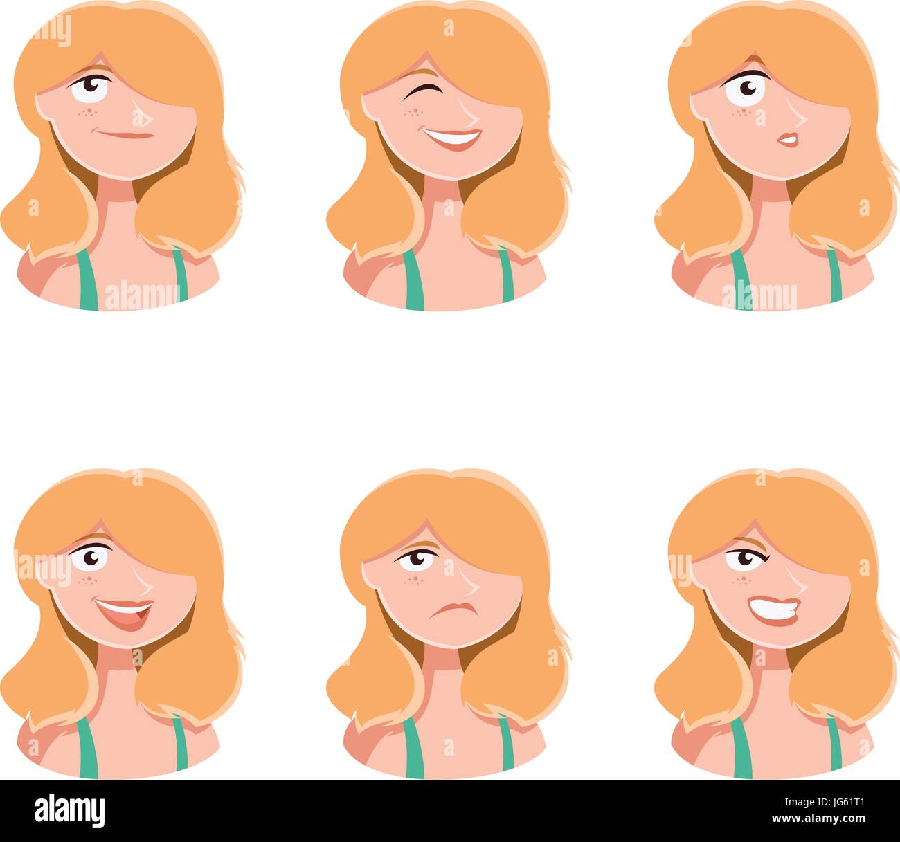 Set of woman face icons Stock Vector