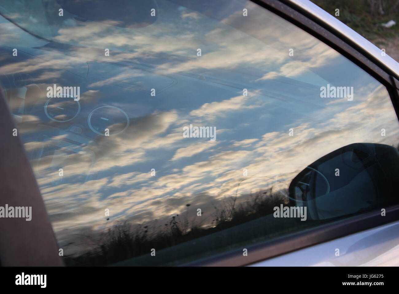 Sky reflected on a windows Stock Photo