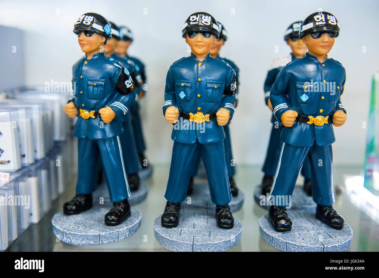 Model soldiers as a souvenir at the high security border between South and North Korea, Panmunjom, South Korea Stock Photo