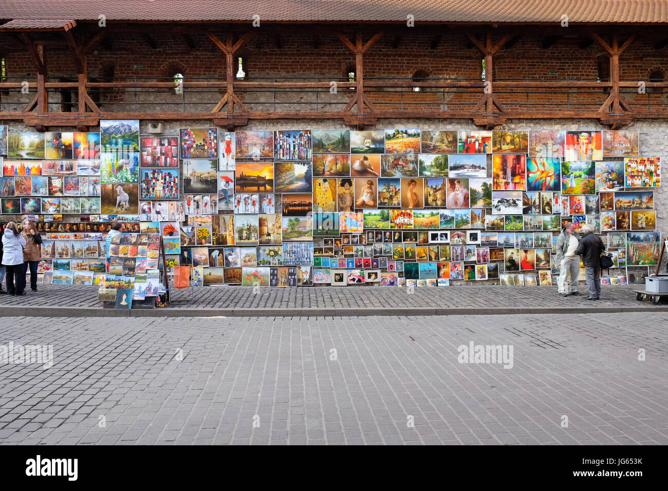 Painters selling paintings, near Florian's Gate, in Pijarska street,Old