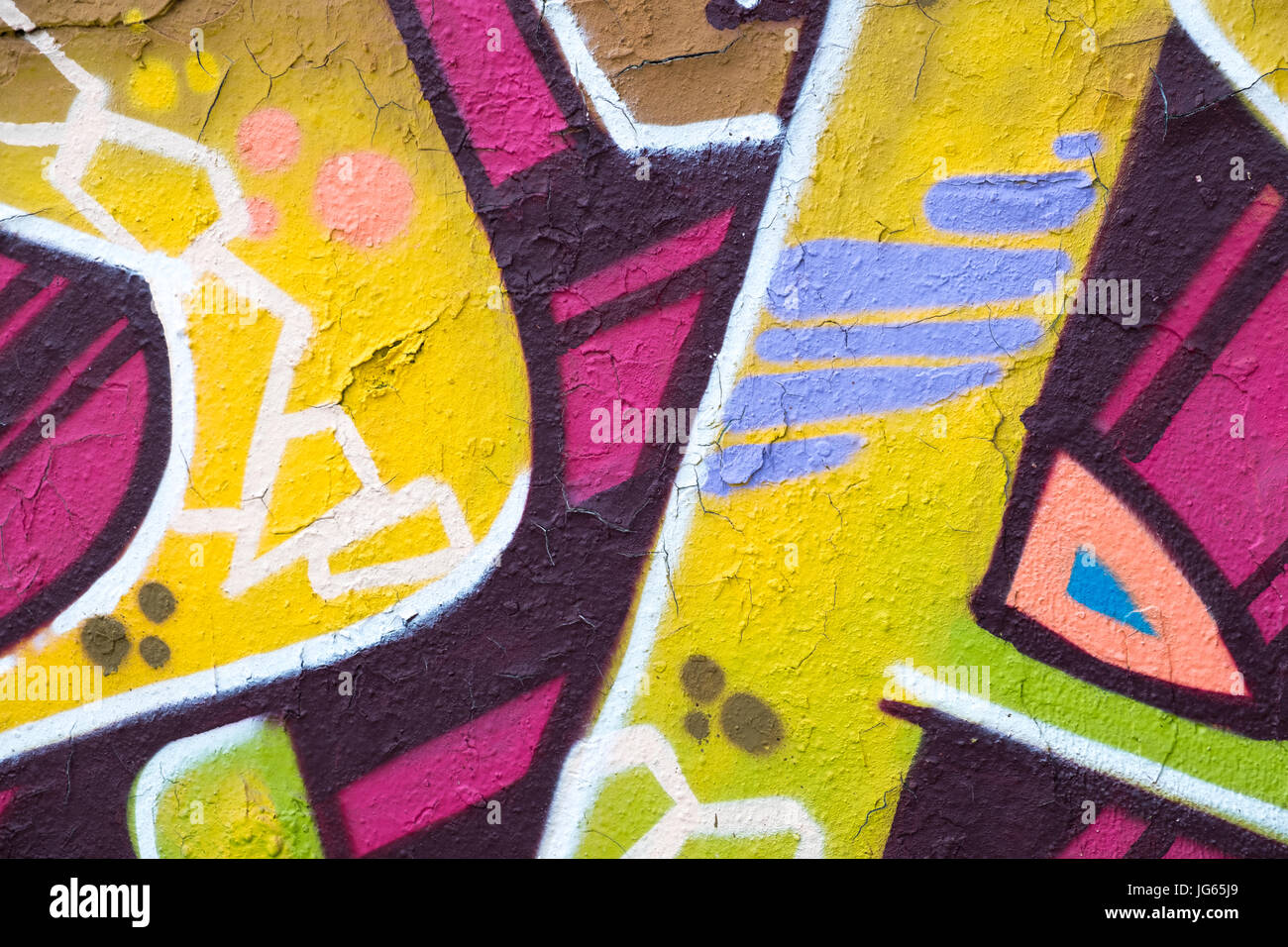 colorful graffiti wall detail closeup,  graffiti background Stock Photo