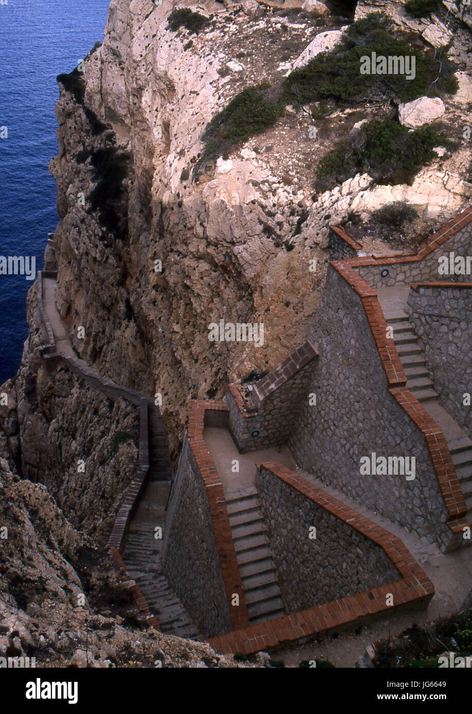 Alghero, Capo Caccia. The Scala Cabiroll, the speps to Neptun Cave Stock Photo