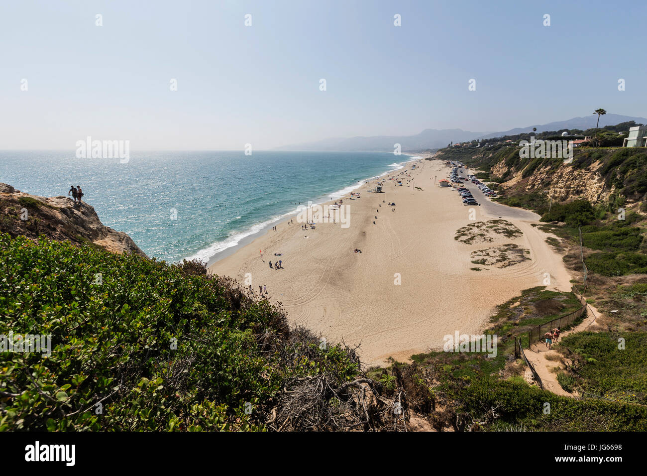 Malibu, California, USA - June 29, 2017:  View of popular Westward Beach from Point Dume State Park. Stock Photo
