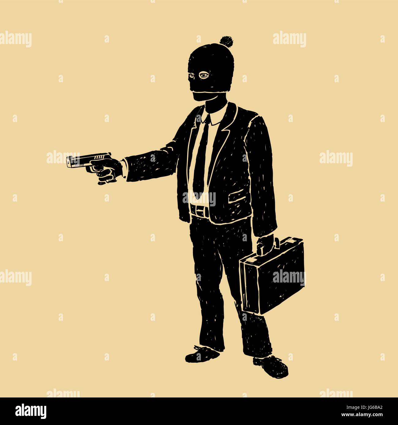 Robber In A Suit With A Pistol Stock Vector