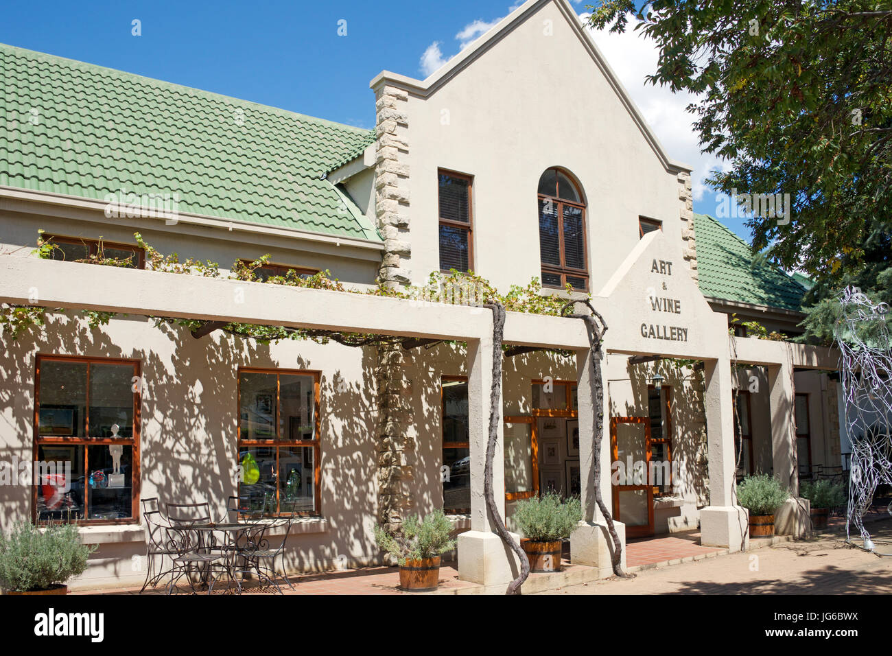 Fine art gallery and wine shop Clarens Free State South Africa Stock Photo