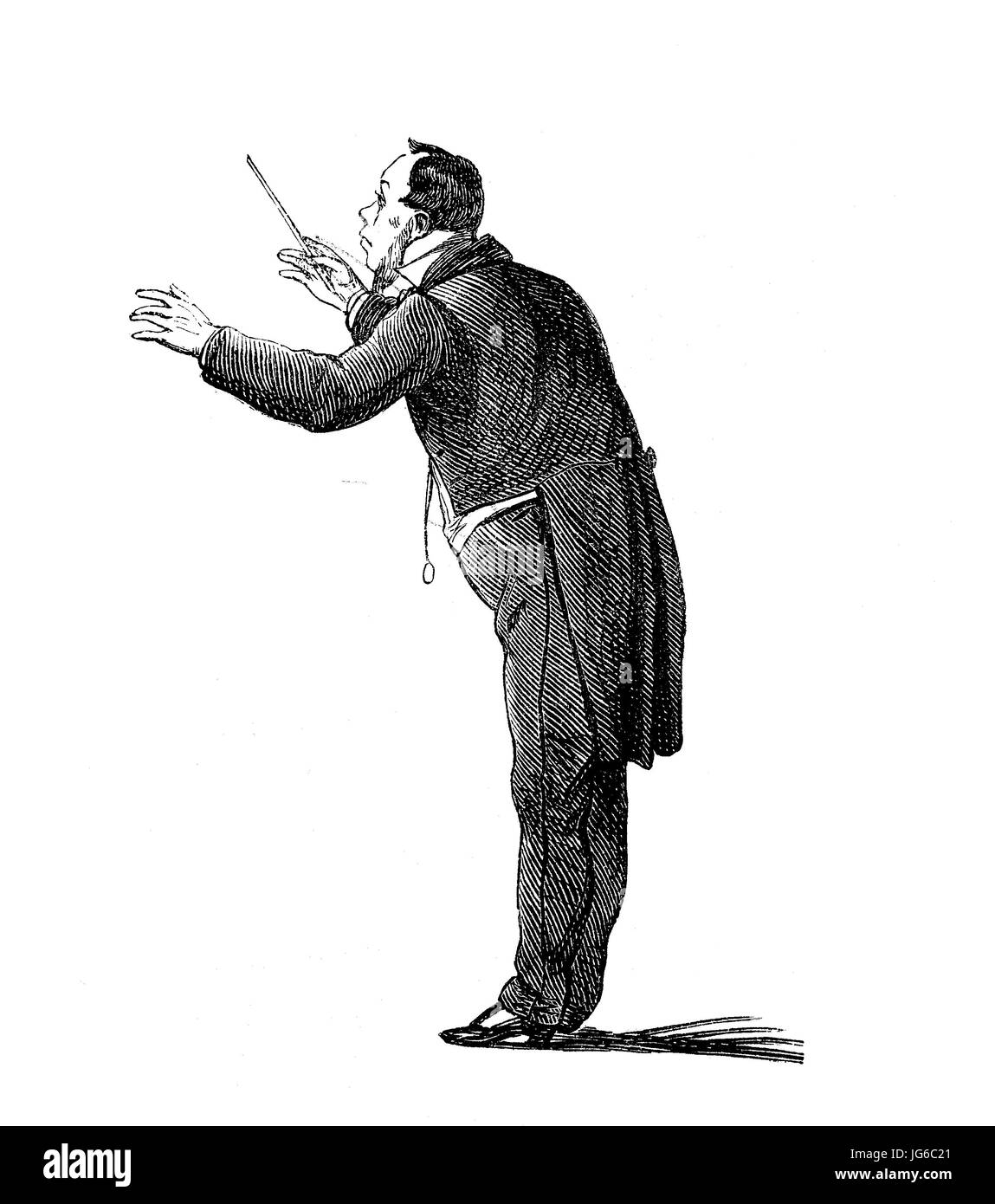 Digital improved, Conductor, various movements in the conducting of an orchestra, illustration