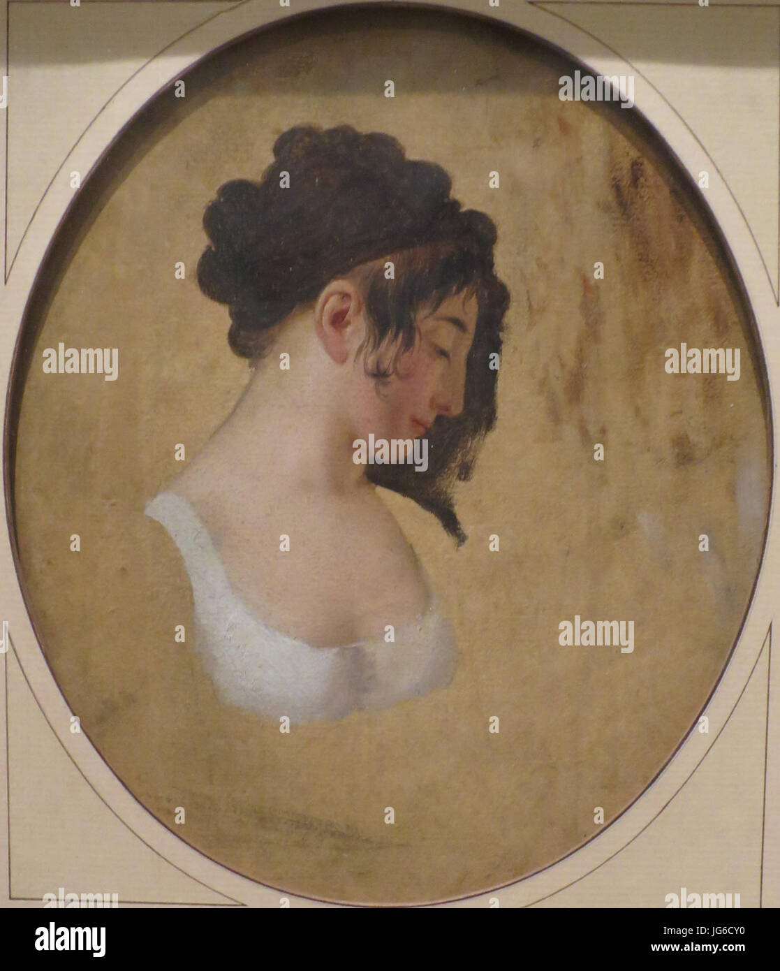 'Profile of a Young Woman's Head' by Louis-Léopold Boilly, LACMA Stock Photo