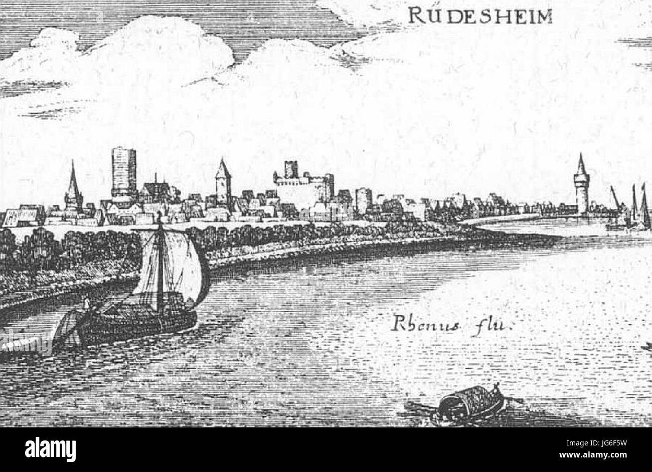 Rüdesheim Rhein De Merian Hassiae Stock Photo