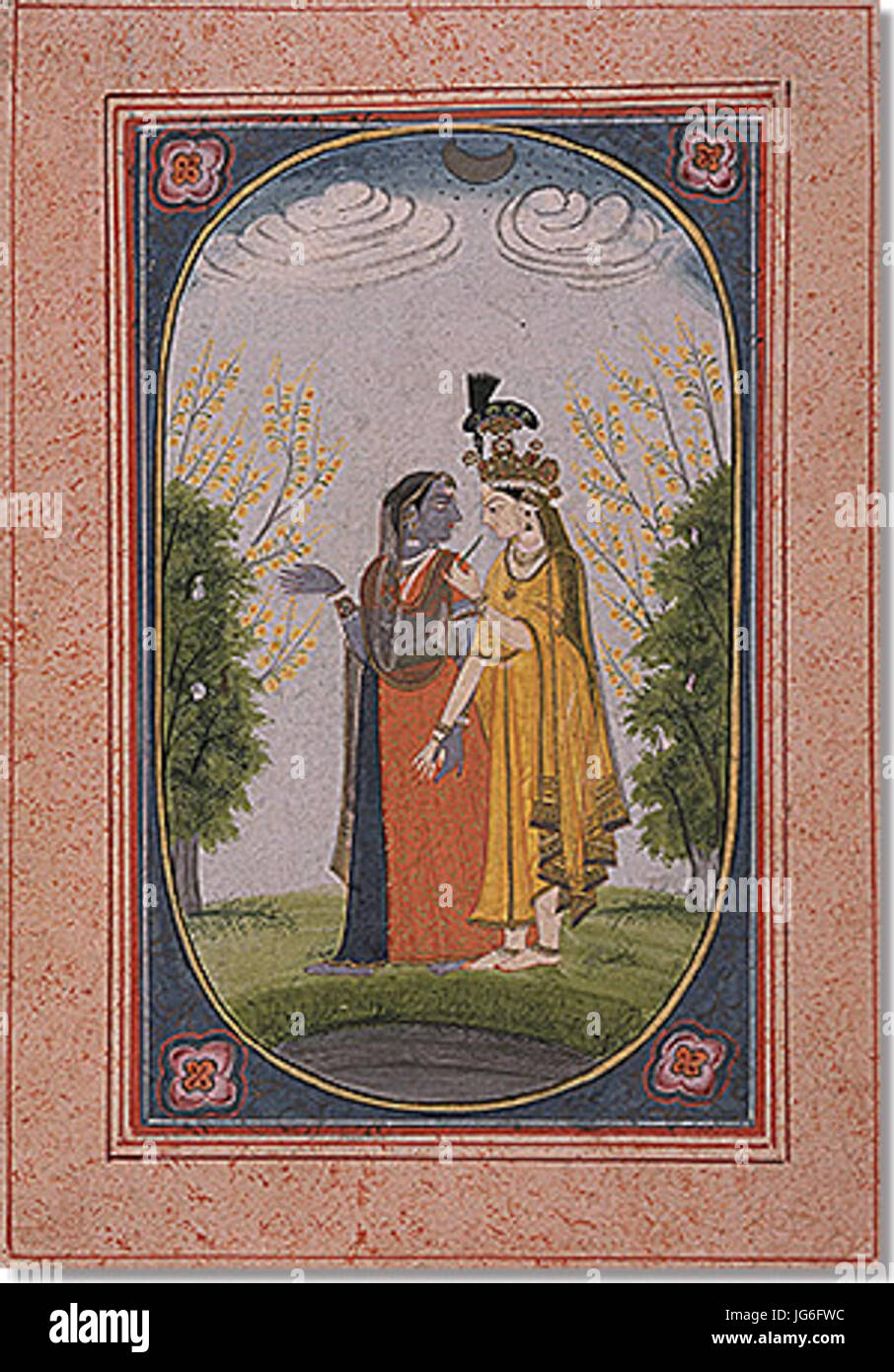 Radha and Krishna dress in each other s clothing3B a Kangra School painting 18th c. Stock Photo