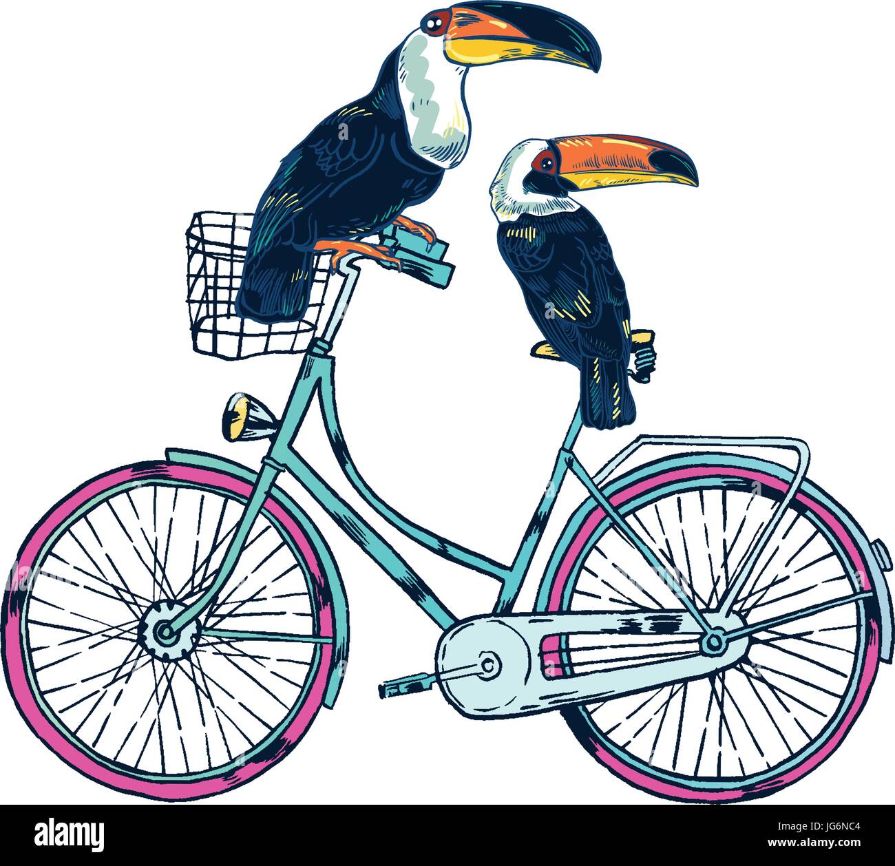 Bike. toucan, super summer. Vector 