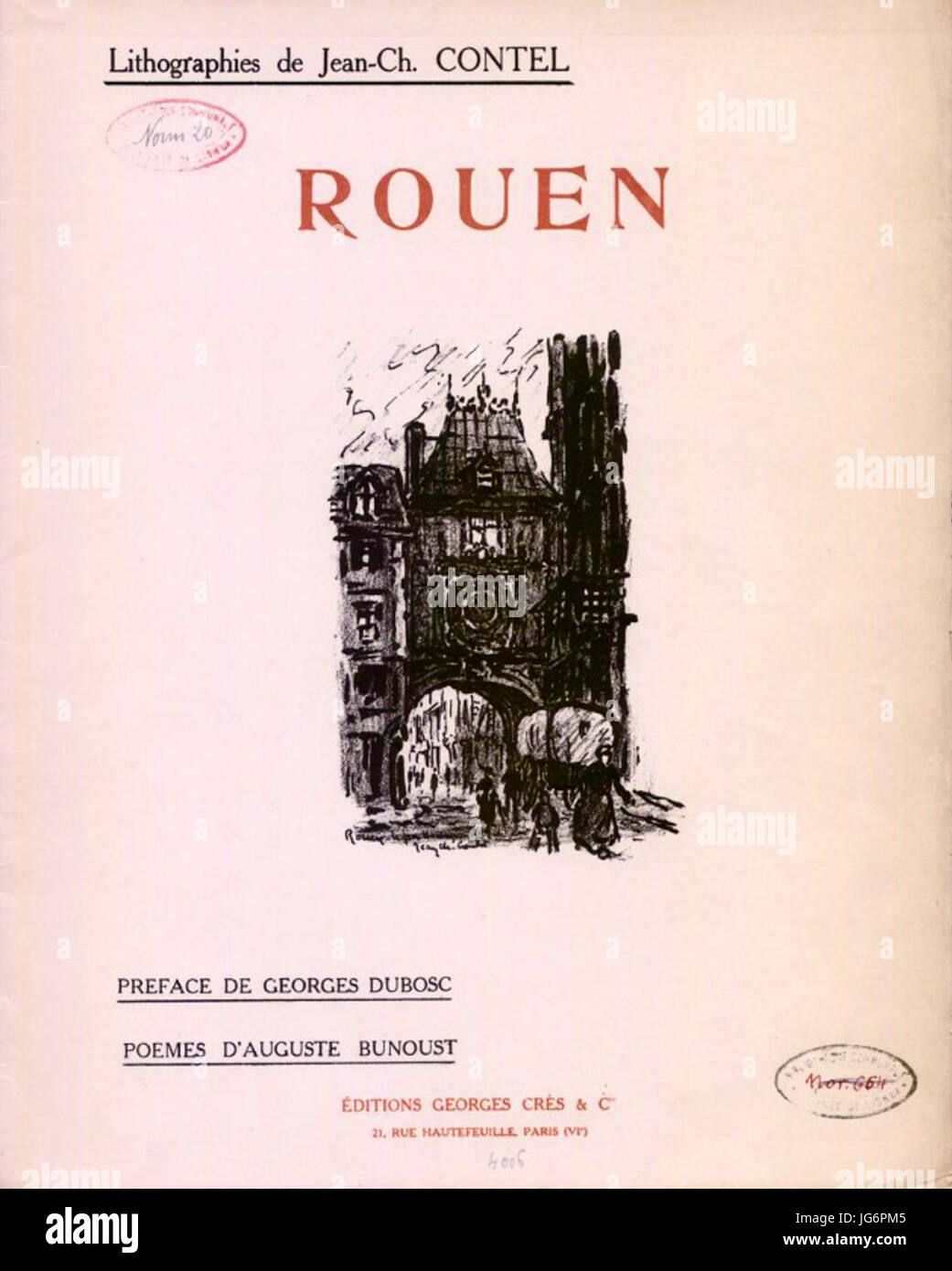 Rouen, lithographies de Jean-Charles Contel, poèmes d'Auguste Bunoust, 1920 Stock Photo