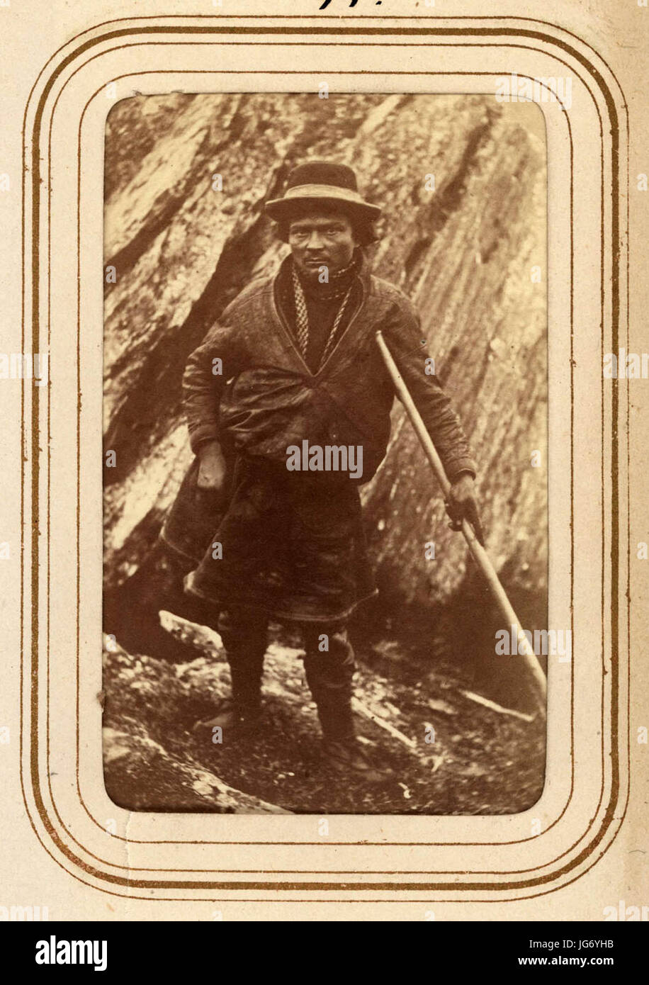 Samisk man med käpp. Lotten von Düben 1868 - Nordiska Museet - NMA.0033093 1 Stock Photo