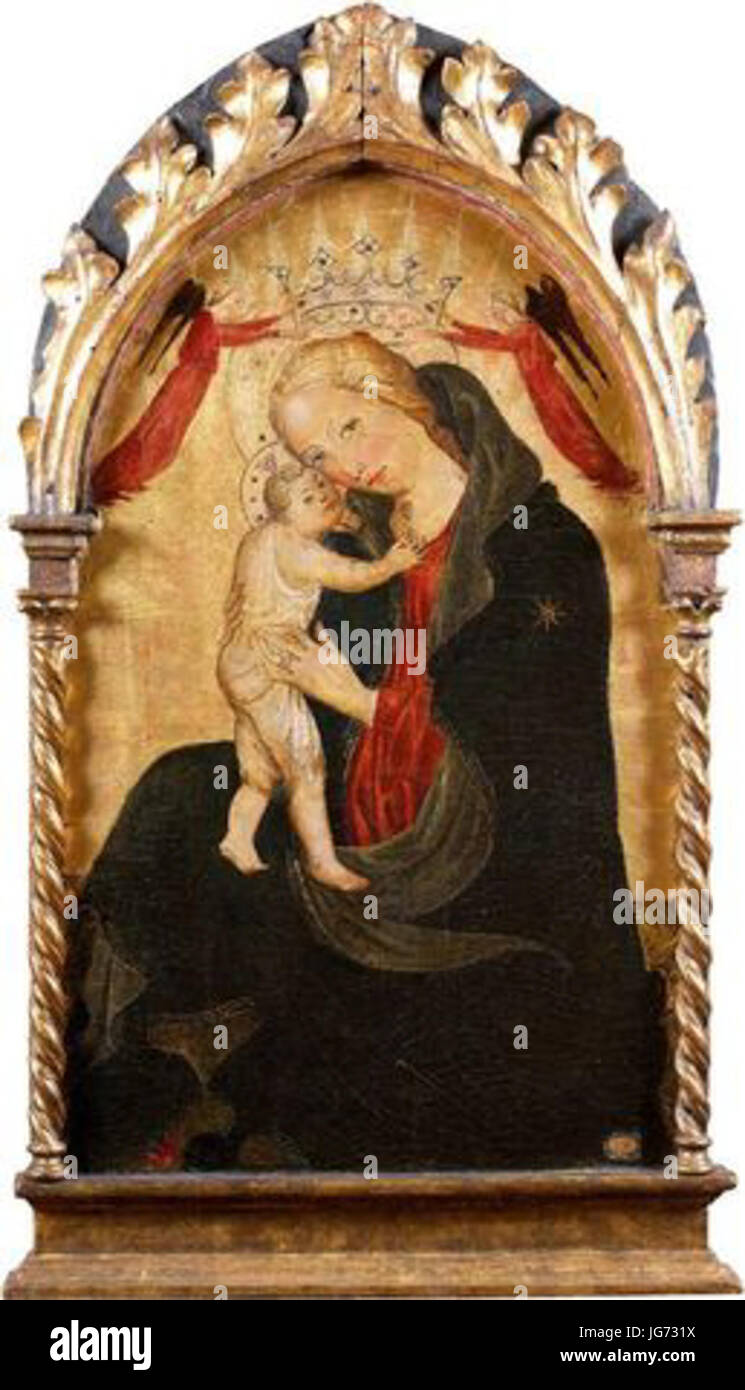 Scolaio di Giovanni - Vierge d Humilité couronnée par deux anges Stock Photo