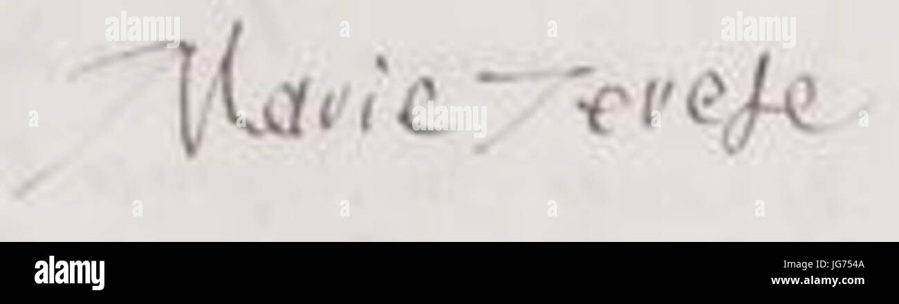 Signature of Marie Thérèse d Autriche in 1663 at the marriage of Henri Jules de Bourbon and Anne of Bavaria Stock Photo