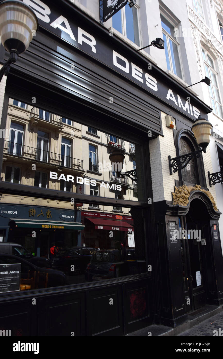 Beer Bar Les Amis Brussels Stock Photo
