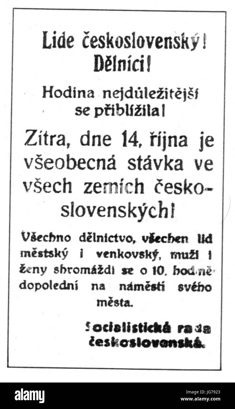 Stávka 14.10.1918 Stock Photo