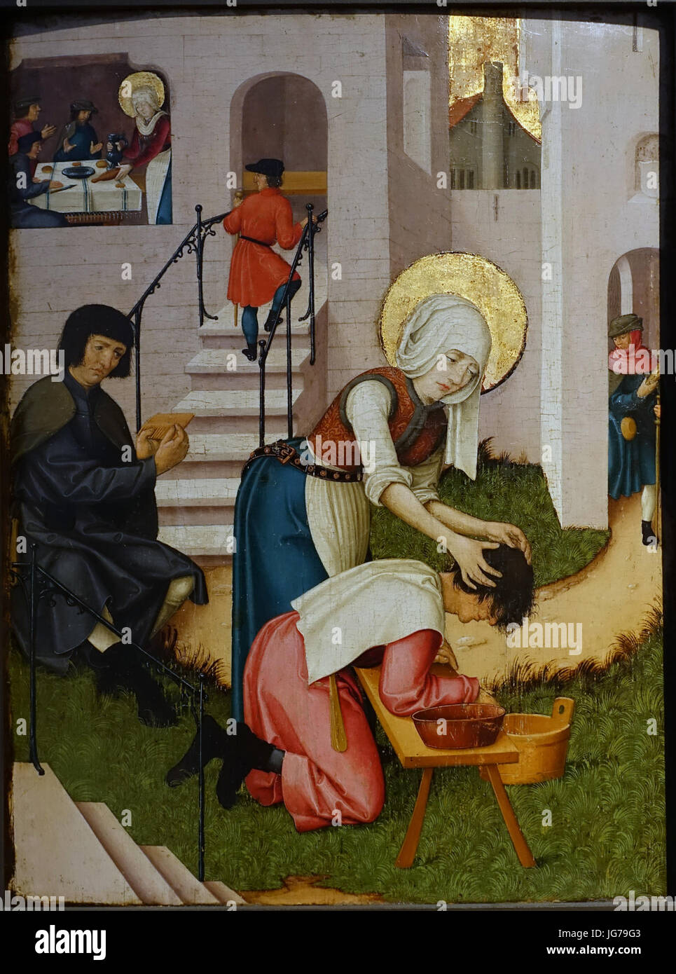 St. Verena washes the hair of a pestilent man, Schwaben, c. 1525 - Landesmuseum Württemberg - Stuttgart, Germany - DSC03047 Stock Photo