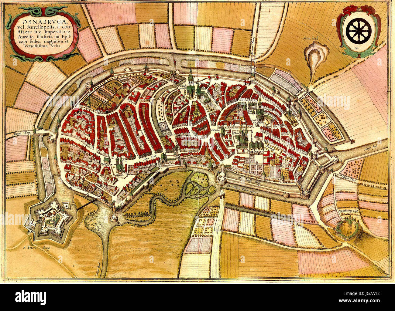 Stadtplan von Osnabrück - Wenzel Hollar - 1633 Stock Photo