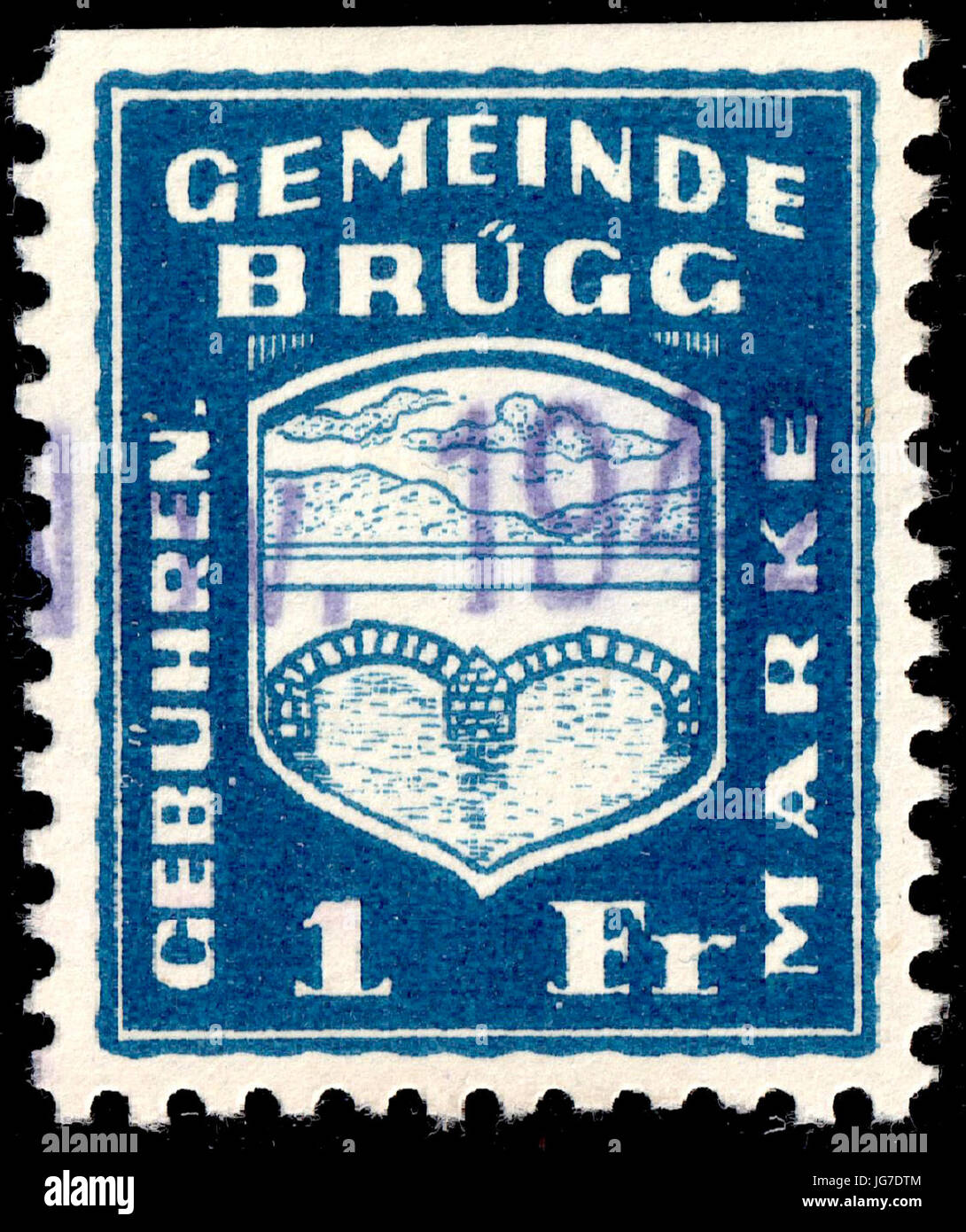 Switzerland Brügg 1935 revenue 1Fr - 6 Stock Photo