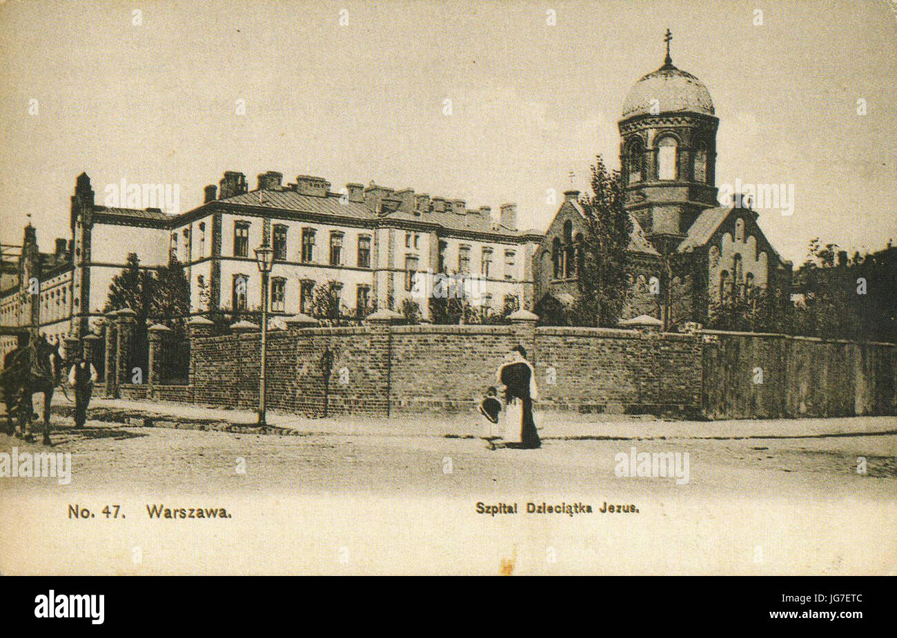 Szpital Dzieciątka Jezus cerkiew Matki Boskiej Nieustającej Pomocy w Warszawie 1908 Stock Photo