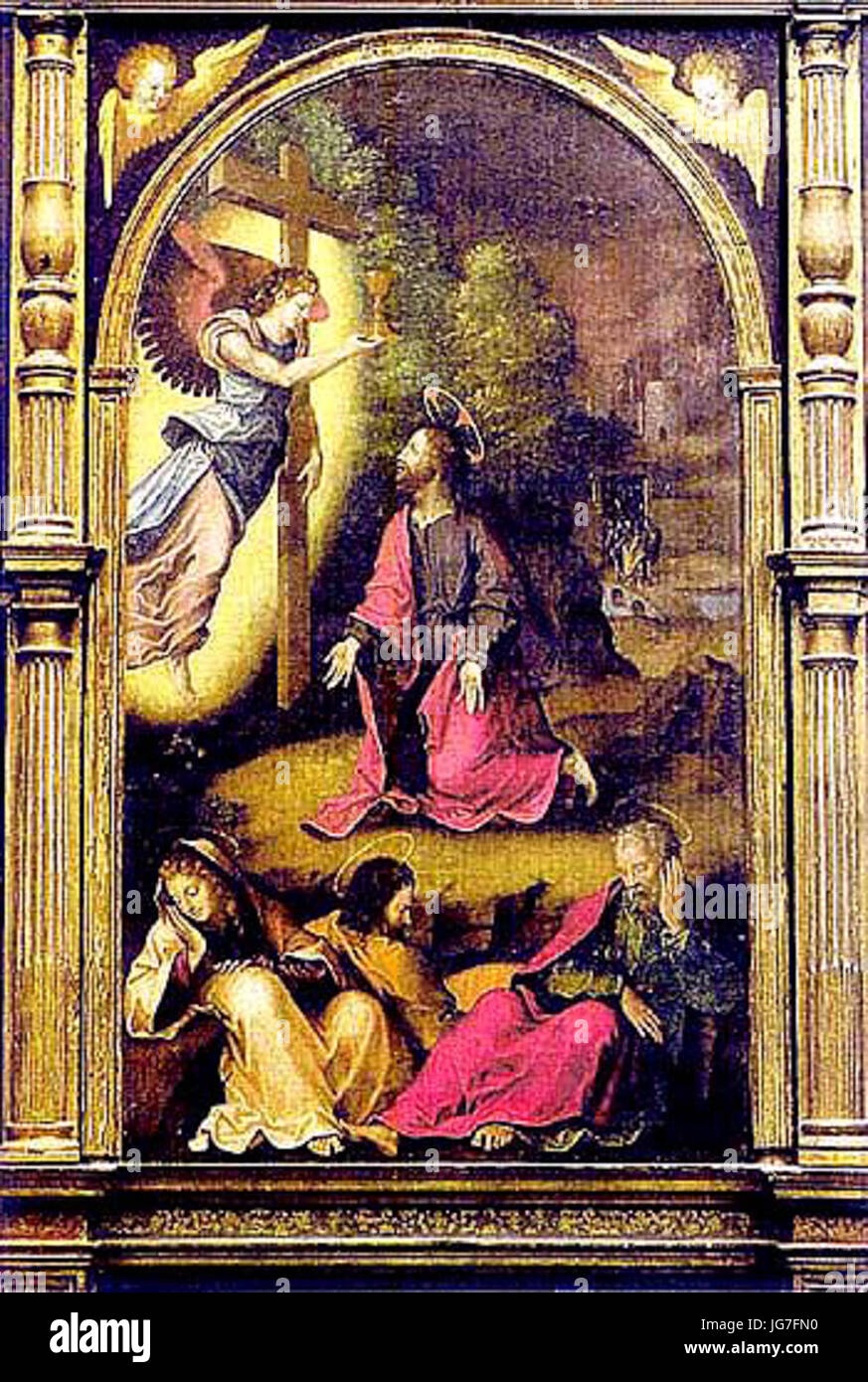 Tabla central del Retablo de la Pasión de Valtorres 28Jerónimo Cosida29 Stock Photo