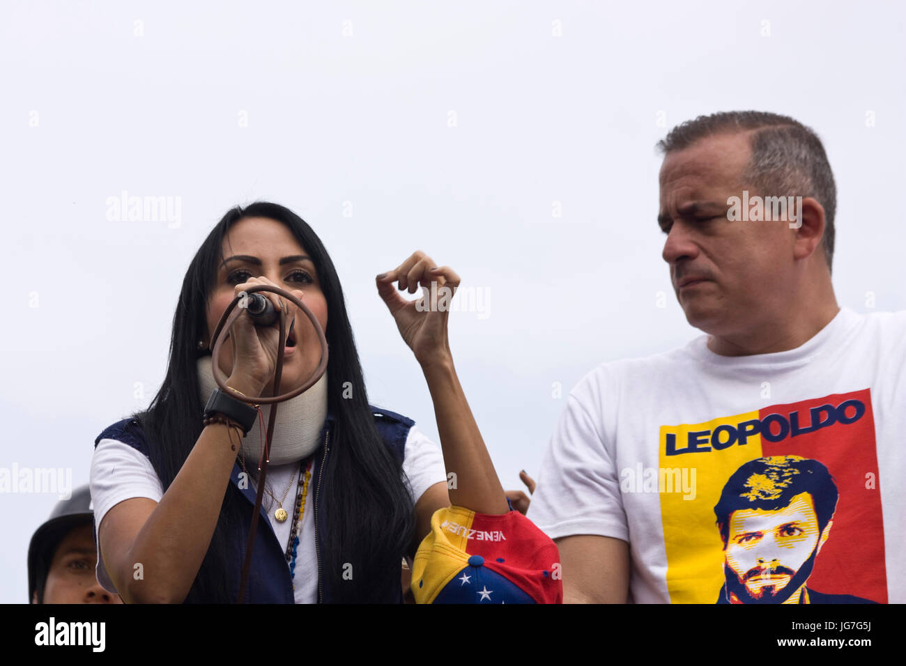 Delsa Solórzano, a deputy of the National Assembly of Venezuela, during a protest against president Maduro and in support Luisa Ortega Díaz Stock Photo