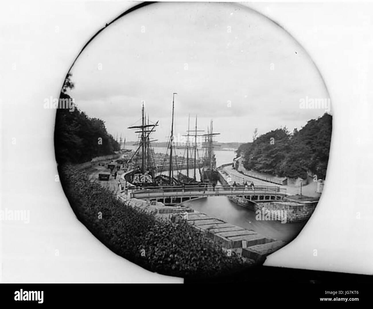 The iron bridge and the quay Y Felinheli NLW3361481 Stock Photo