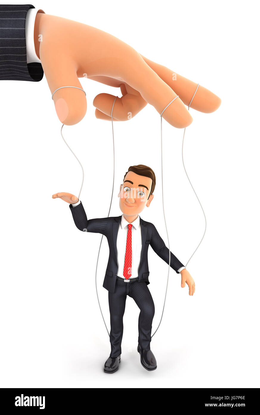 3d businessman puppet concept, illustration with isolated white background Stock Photo