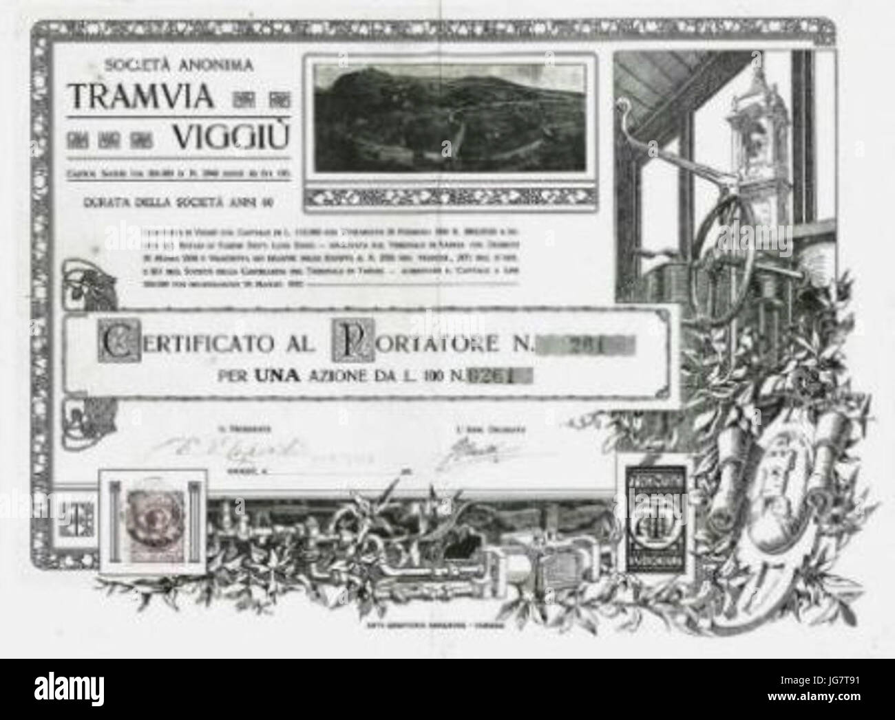 Tram Bisuschio-ViggiơB9 certificato 1912 Stock Photo