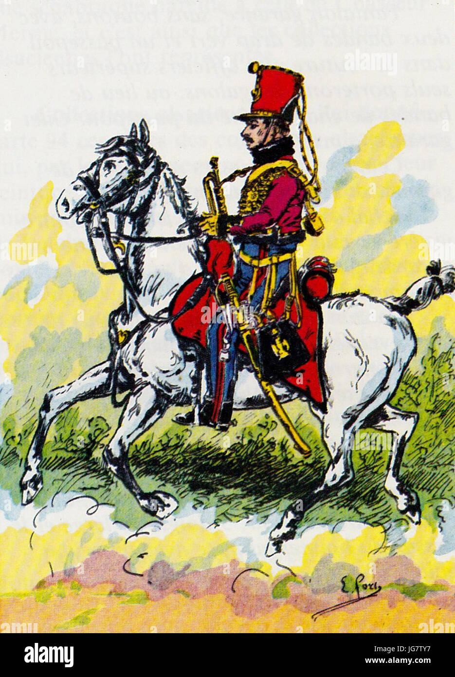Trompette des chasseurs à cheval de la Jeune Garde, 1815 Stock Photo ...