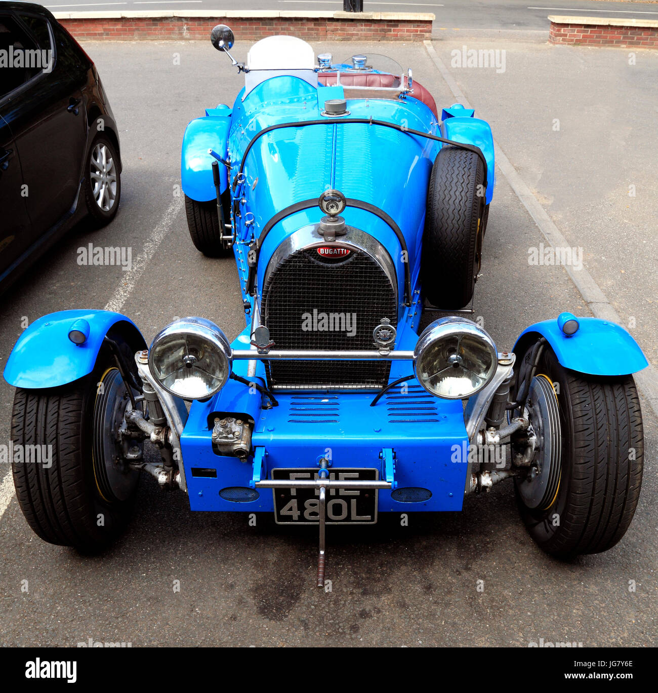 Bugatti, Racing car, in car park, Norfolk, England, UK Stock Photo