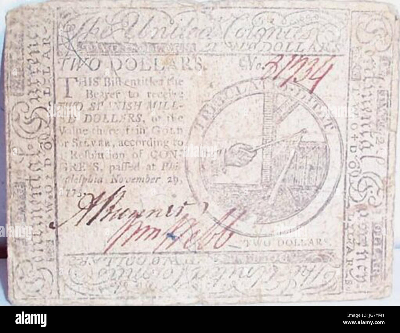 United Colonies 242 bill - 1775 Stock Photo - Alamy