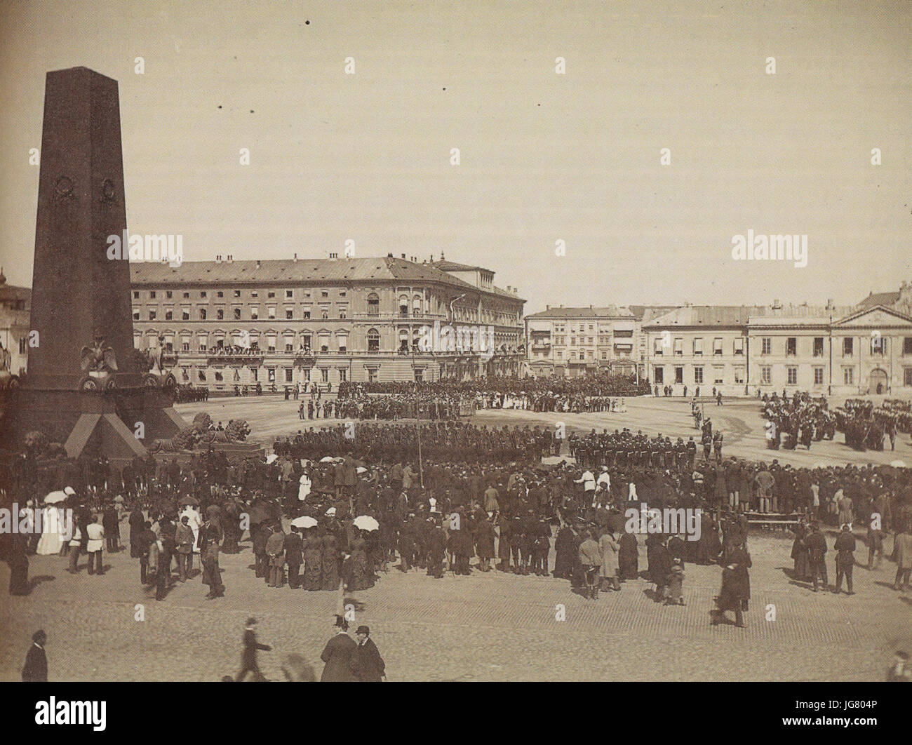 Uroczystość położenia kamienia węgielnego pod sobór św. Aleksandra Newskiego na placu Saskim 30 sierpnia 1894 Stock Photo