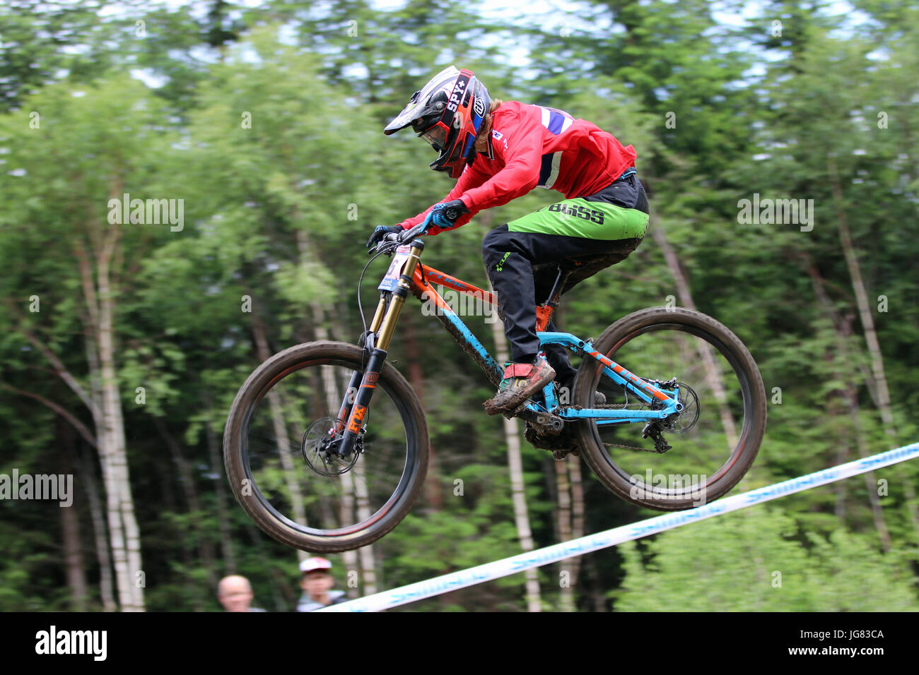 Fort William, Scotland. 4th June, 2017. Hilde Straedet at the Mountain Bike Downhill World Cup. Stock Photo