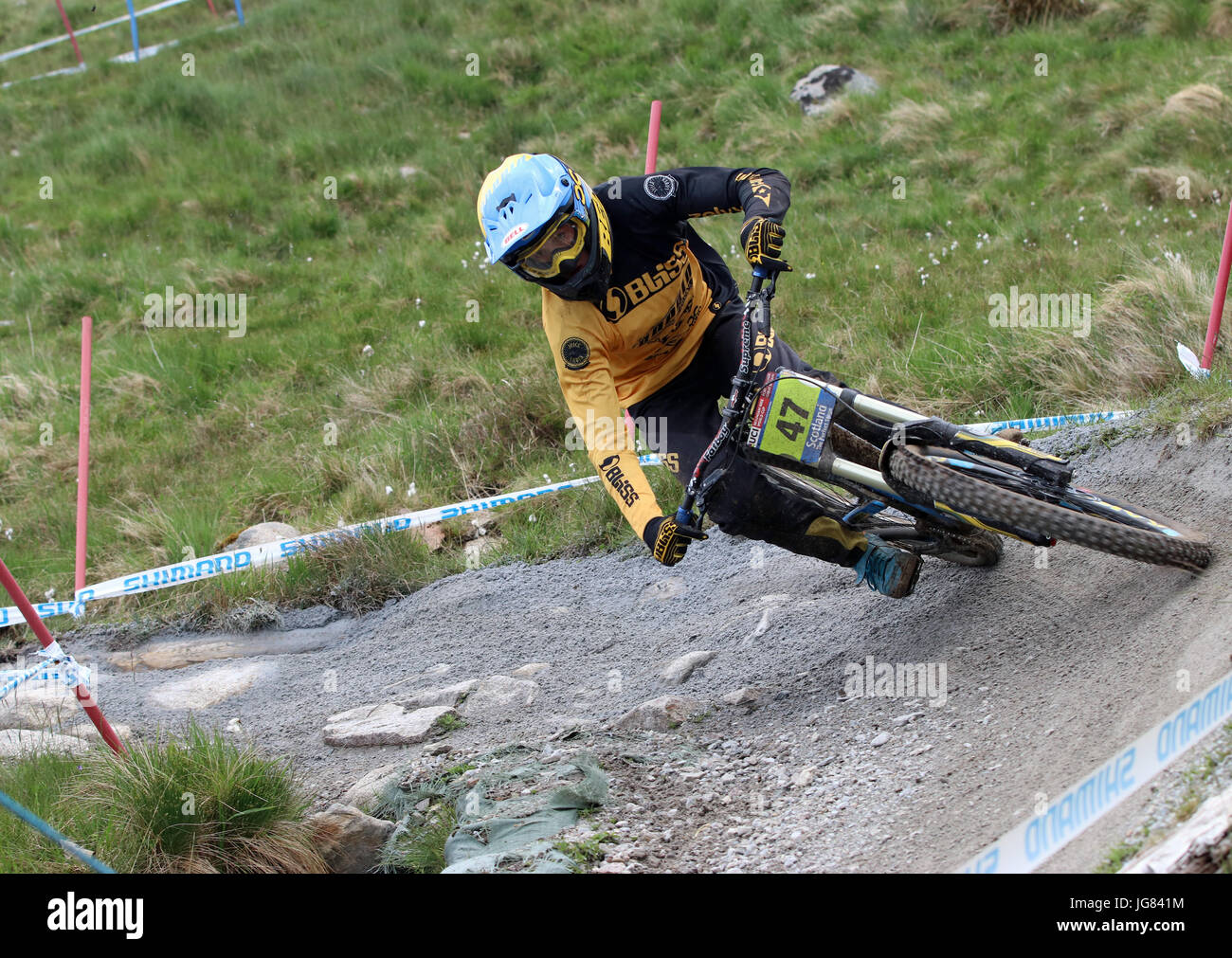 Fort William, Scotland. 4th June, 2017. Henry Kerr at the Mountain Bike Downhill World Cup. Stock Photo