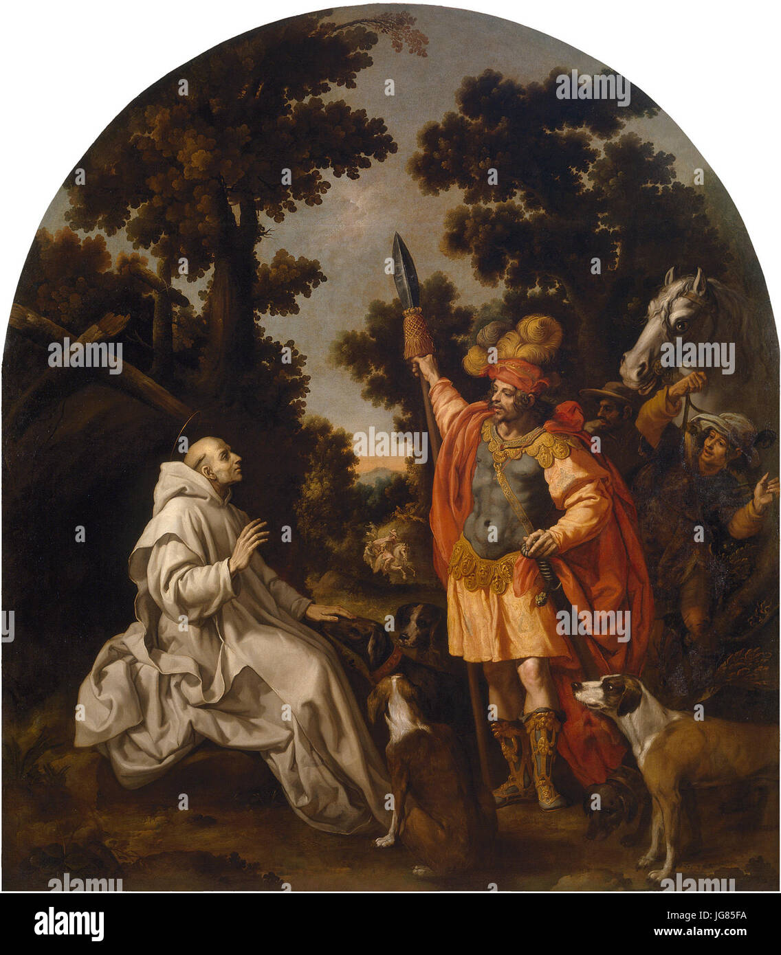 Vicente Carducho- Encuentro de san Bruno con Roger I de Sicilia . Cartuja del Paular Museo del Prado Stock Photo