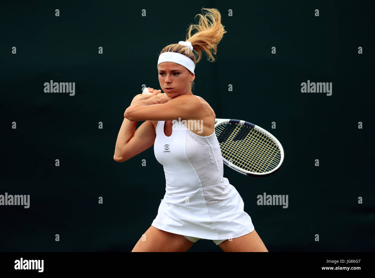 Camila in action against Alize on day one of the