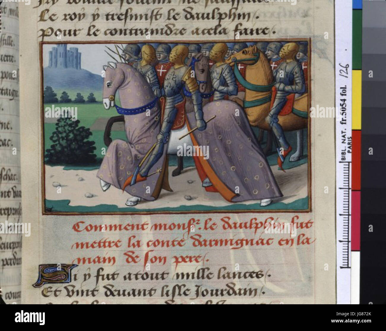 Vigiles de Charles VII fol. 126 Louis XI et son armée Stock Photo