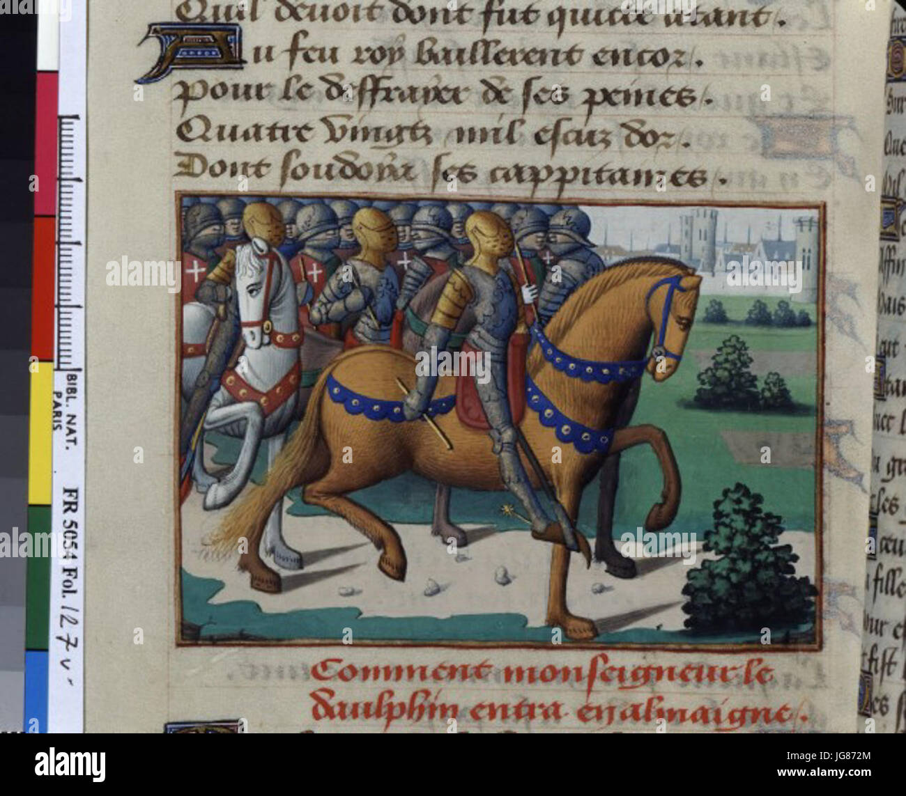 Vigiles de Charles VII fol. 1 v Louis XI et son armée Stock Photo
