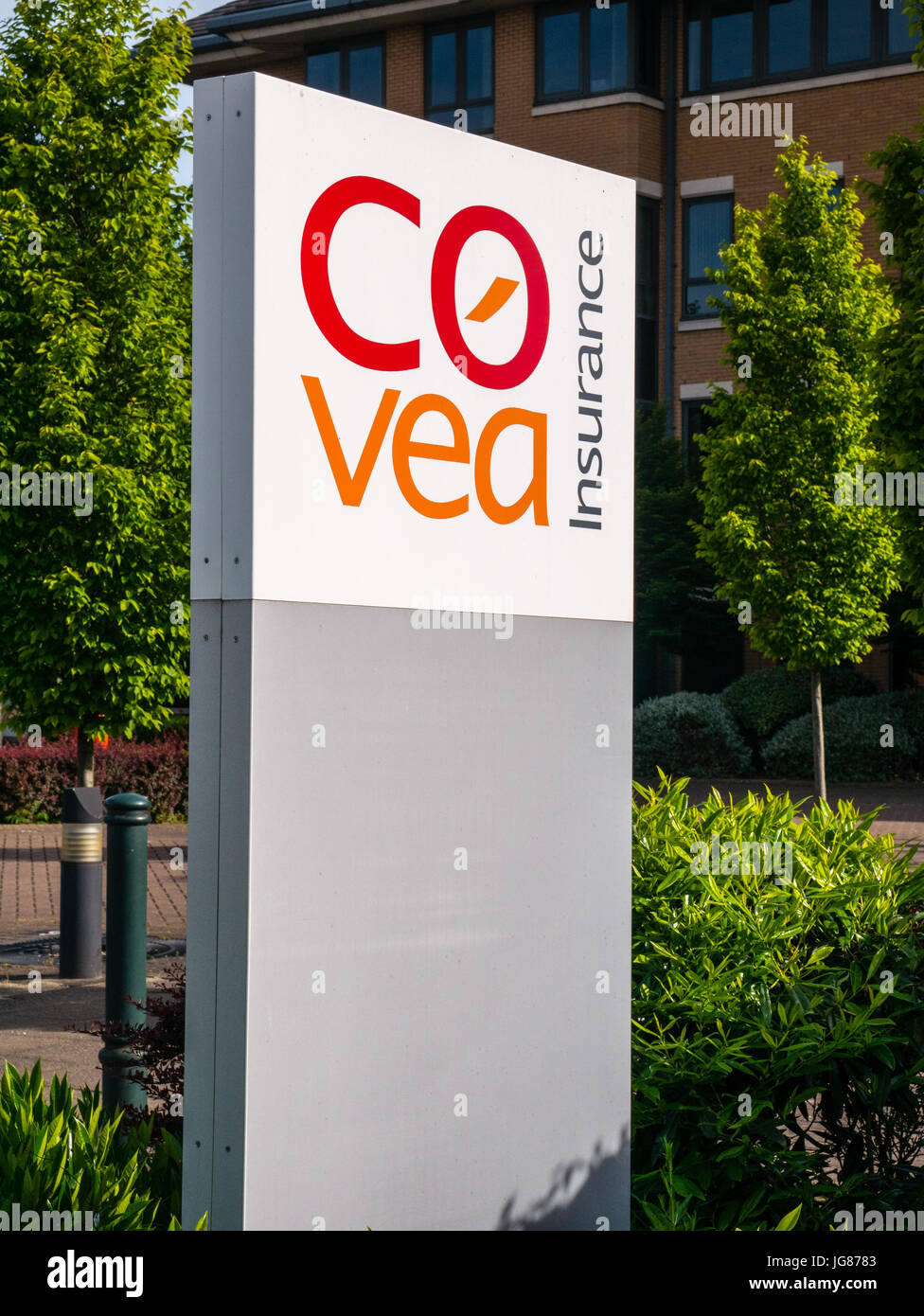 Sign of Co Vea Insurance, Reading, Berkshire, England, UK, GB. Stock Photo