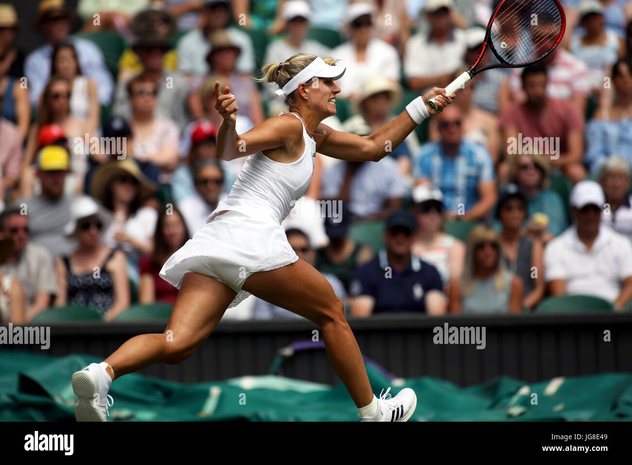 London, UK. 04th July, 2017. Angelique Kerber of Germany in action during her first round match at Wimbledon against Irina Falconi of the United States Credit: Adam Stoltman/Alamy Live News Stock Photo