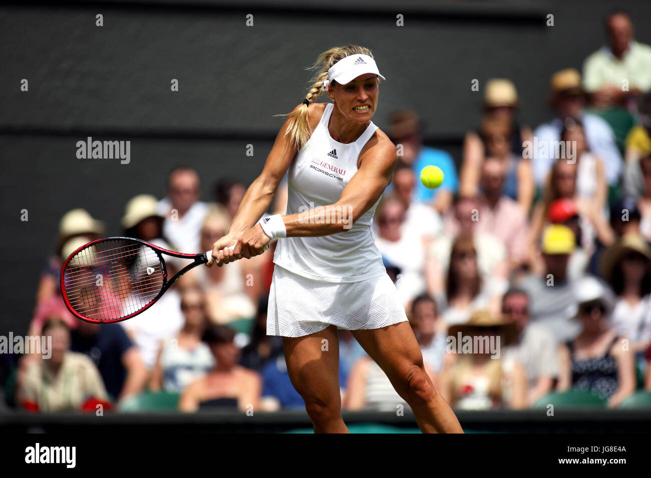 London, UK. 04th July, 2017. Angelique Kerber of Germany in action during her first round match at Wimbledon against Irina Falconi of the United States Credit: Adam Stoltman/Alamy Live News Stock Photo