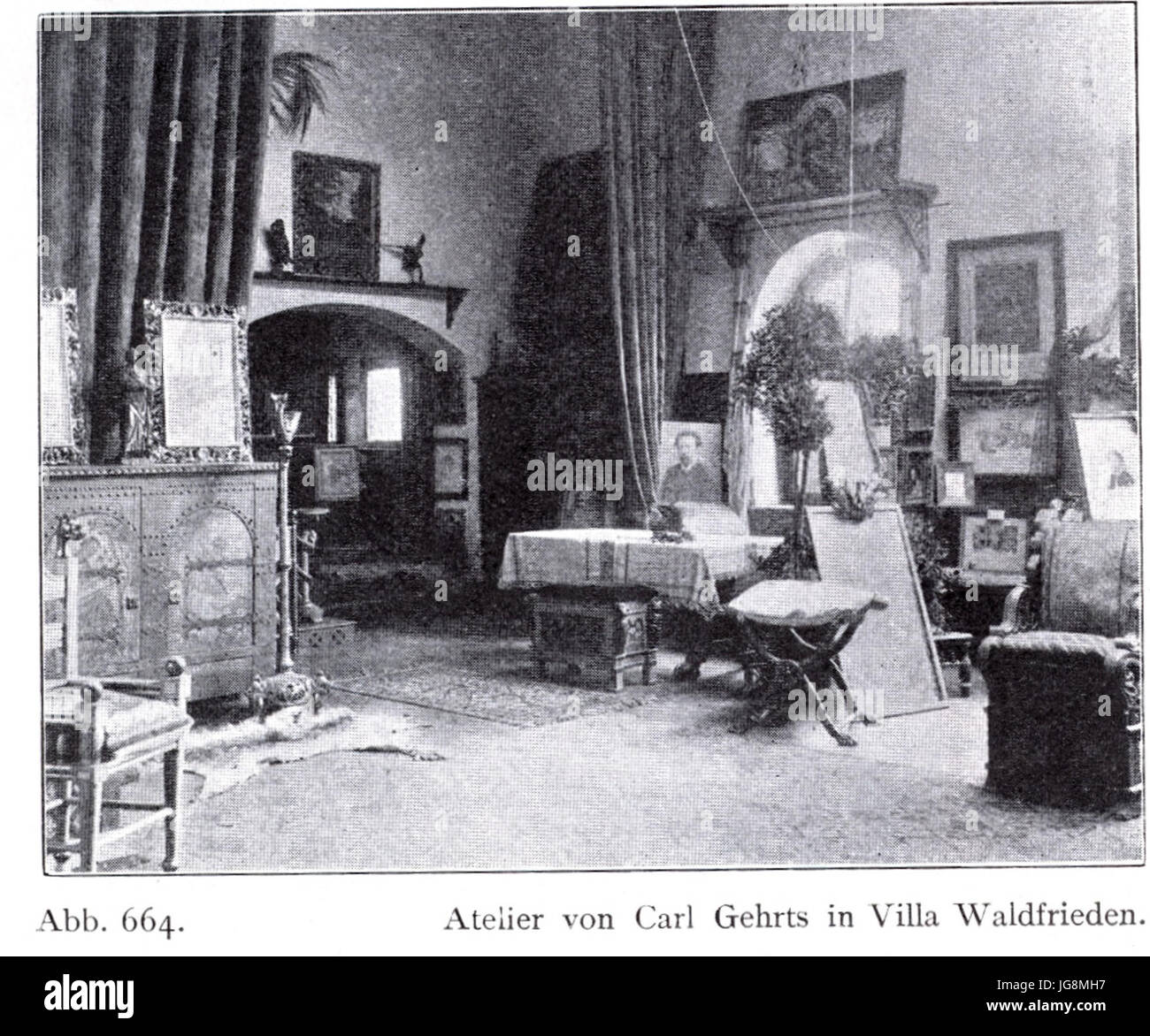 Villa Waldfrieden in Düsseldorf, erbaut vor 1904, Entwurf Regierungsbaumeister Schleicher, Bauherr Maler u. Professor Carl Gehrts, Atelier Stock Photo