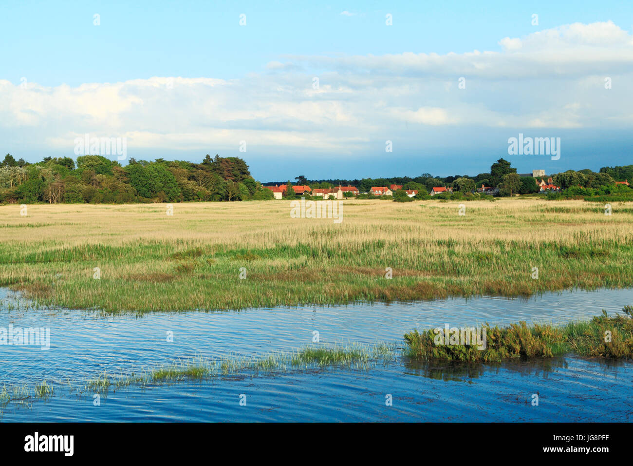 Thornham village, Norfolk, creek, marshes, general view, North Sea coast villages, England, UK Stock Photo