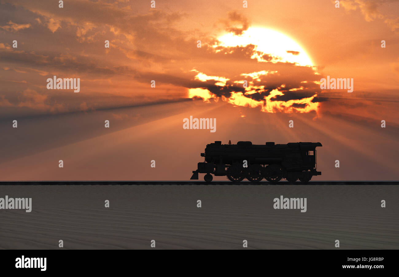 Steam Train & A Dramatic Sky Stock Photo