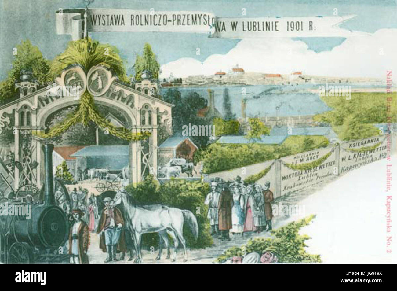 Lublin - widokówka z widokiem terenów Wystawy Rolniczo-Przemysłowej w 1901 roku Stock Photo