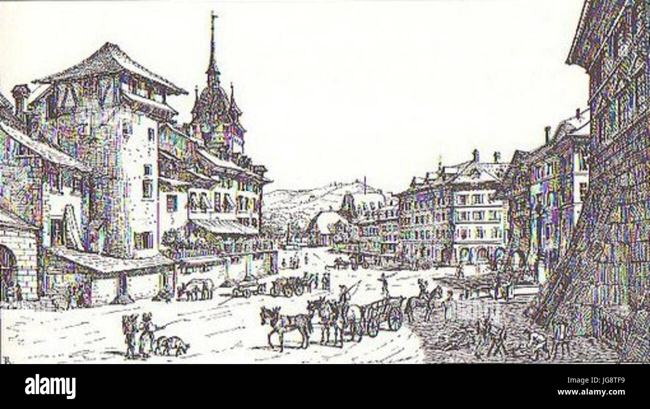 Waisenhausplatz und Bärenplatz in 1824 Stock Photo